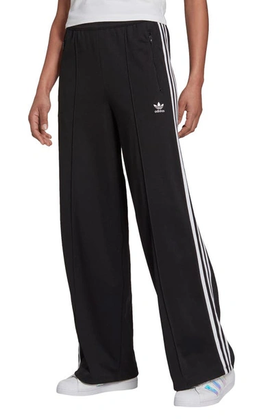 Adidas originals adicolor three stripe wide leg trousers in black hot sale