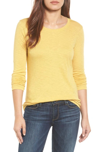 Shop Caslonr Caslon Long Sleeve Crewneck T-shirt In Yellow Ochre