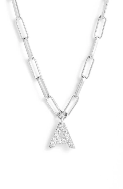 Shop Nadri Pave Initial Pendant Necklace In Rhodium A