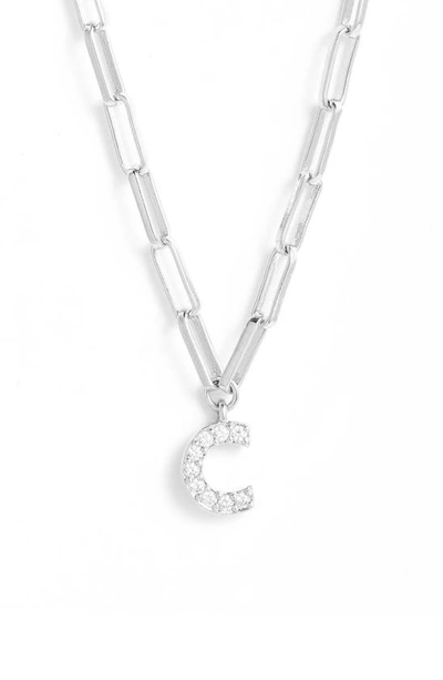 Shop Nadri Pave Initial Pendant Necklace In Rhodium C