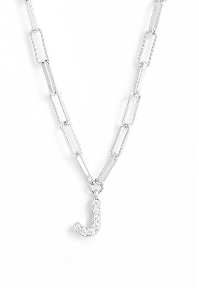Shop Nadri Pavé Initial Pendant Necklace In Rhodium J