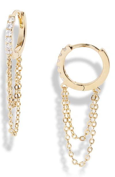 Shop Nordstrom Chain Drop Huggie Hoop Earrings In Clear- Gold