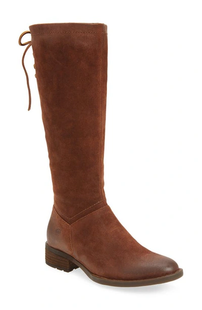 Shop Born Hayden Knee High Boot In Rust Distressed Leather