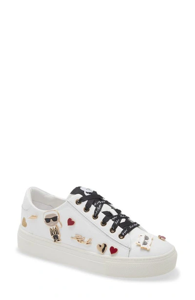 Shop Karl Lagerfeld Cate Pin Logo Sneaker In Bright White Leather