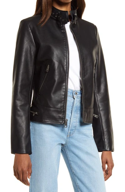 Shop Levi's Faux Leather Racer Jacket In Black