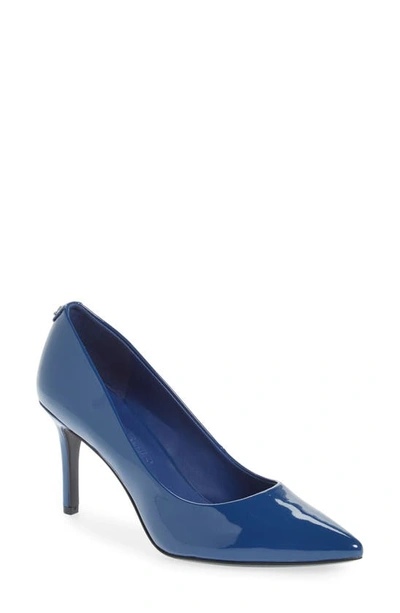 Shop Karl Lagerfeld Royale Pump In Blue Faux Patent Leather
