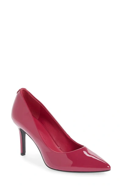 Shop Karl Lagerfeld Royale Pump In Red Plum Faux Patent Leather