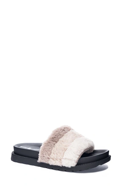Shop Chinese Laundry Treat Faux Fur Slide Slipper In Taupe Faux Fur