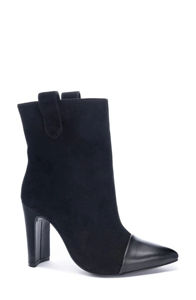 Shop 42 Gold Kara Cap Toe Bootie In Black Suede