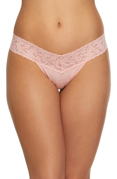 Shop Hanky Panky Stretch Cotton Low Rise Thong In Rosita