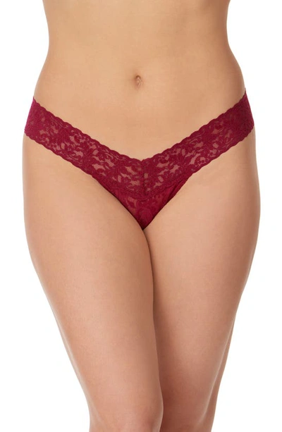Shop Hanky Panky Low Rise Thong In Dark Pomegranate