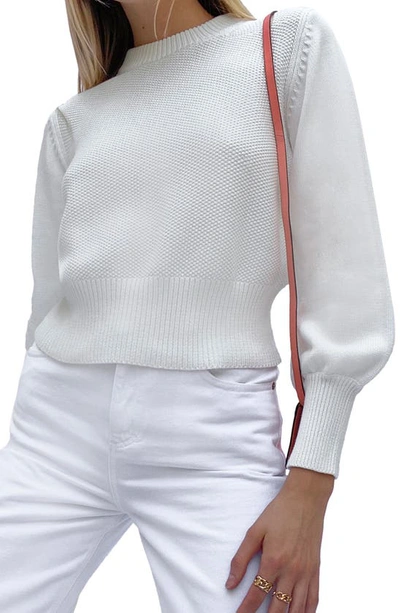 Shop French Connection Jamie Textured Cotton Sweater In Winter White