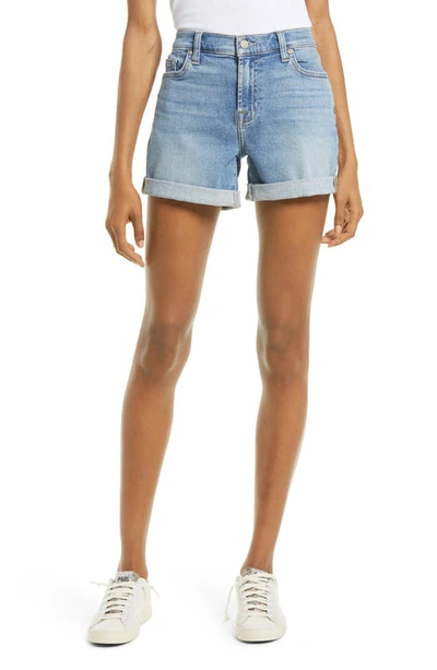 Shop 7 For All Mankind Roll Cuff Denim Shorts In Lakeside