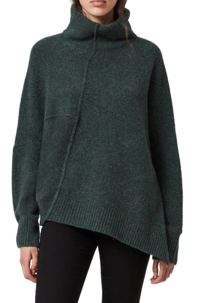 Shop Allsaints Lock Roll Neck Wool Blend Sweater In Dusky Khaki Green