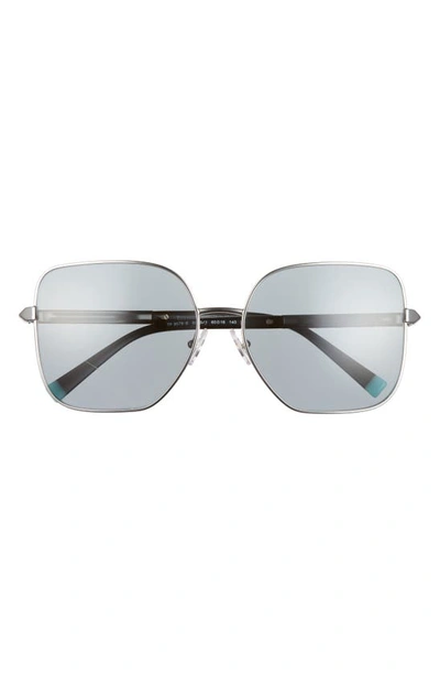 Shop Tiffany & Co 60mm Square Sunglasses In Gunmetal/ Grey