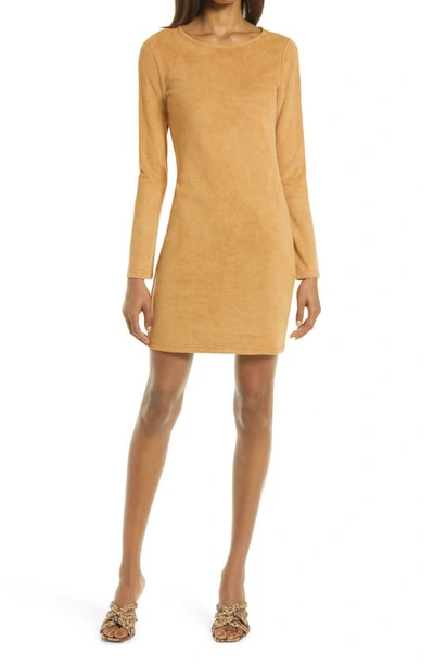 Bb Dakota By Steve Madden Bb Dakota X Steve Madden Alexandria Faux Suede Long Sleeve Minidress In Cinnamon