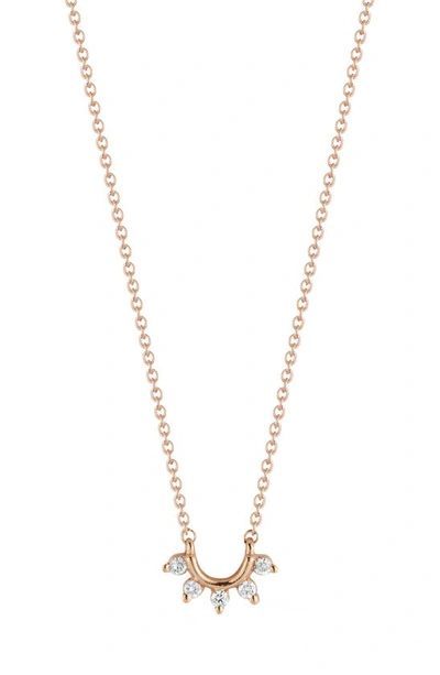 Shop Dana Rebecca Designs Mini Diamond Curve Pendant Necklace In Rose Gold