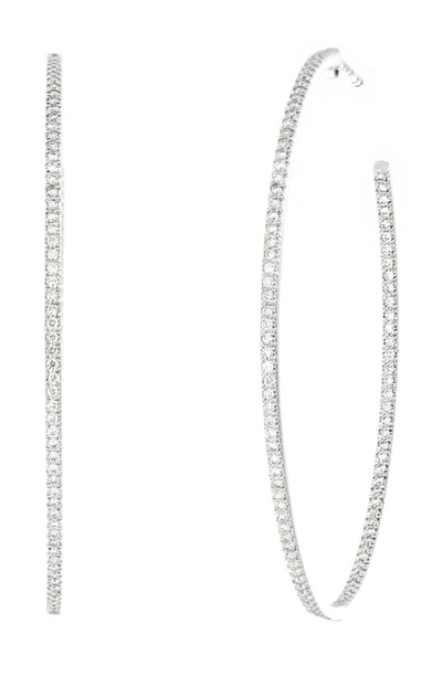 Shop Bony Levy In-n-out Diamond Hoop Earrings In 18k White Gold