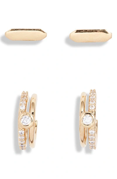 Shop Ajoa Wythe Cubic Zirconia Huggie Hoop & Stud Earrings In Gold