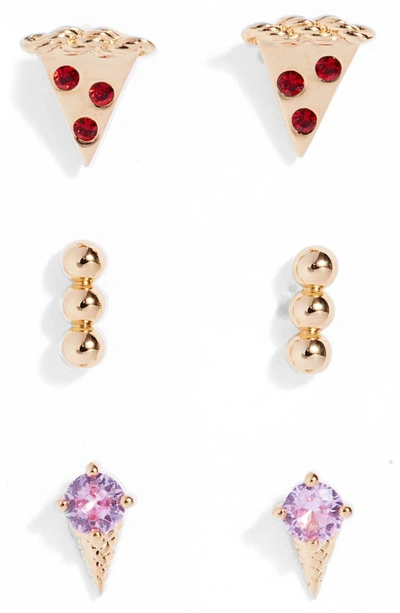 Shop Ajoa Slaybelles Set Of 3 Stud Earrings In Gold