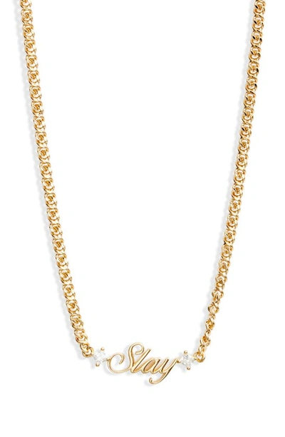 Shop Ajoa Slaybelles Slay Cubic Zirconia Necklace In Gold