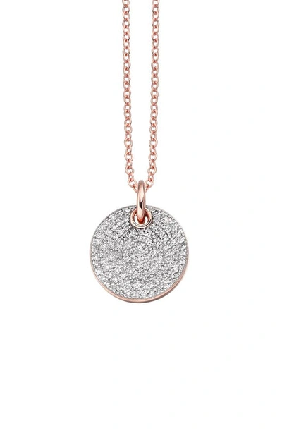 Shop Monica Vinader Ava Diamond Disc Pendant Charm In Rose Gold