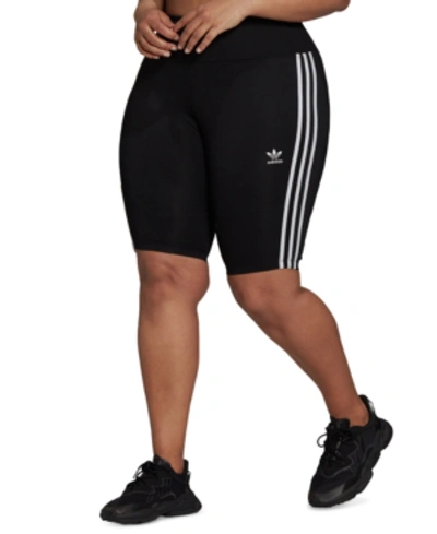 Shop Adidas Originals Plus Size Side-stripe 1/4 Leggings In Black