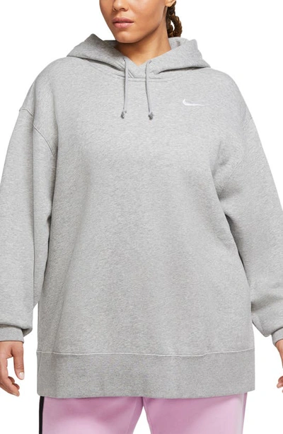 Shop Nike Fleece Hoodie In Grey Heather/ Matte