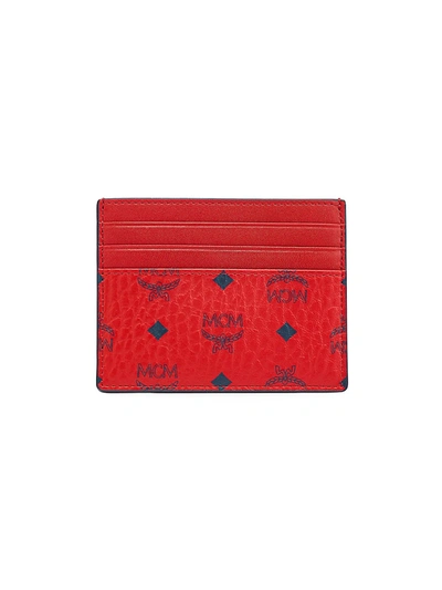 Shop Mcm Men's Logo Card Case In Candy Red