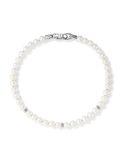 Shop David Yurman Women's Spiritual Beads Sterling Silver & Gemstone Beaded Bracelet In Pearl
