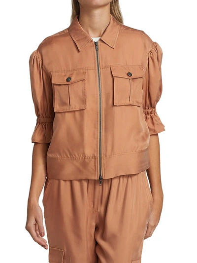 Shop Cinq À Sept Women's Holly Puff-sleeve Utility Jacket In Shadow