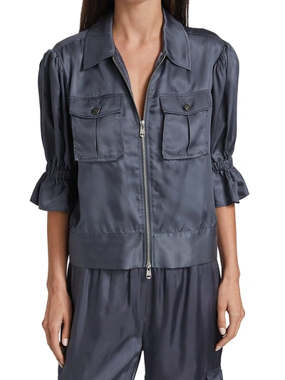 Shop Cinq À Sept Women's Holly Puff-sleeve Utility Jacket In Shadow