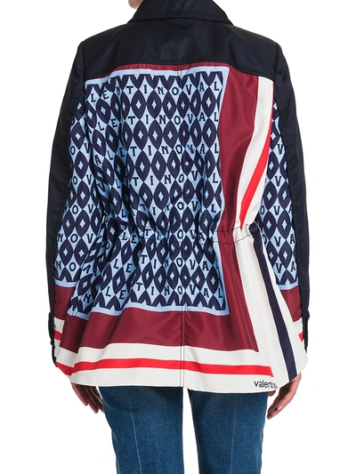 Shop Valentino Double-breasted Logo Jacket In Blue Multi