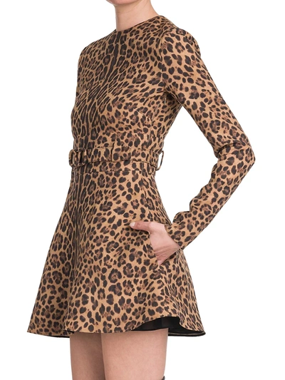 Shop Valentino Cheetah-print Mini Dress In Beige Multi