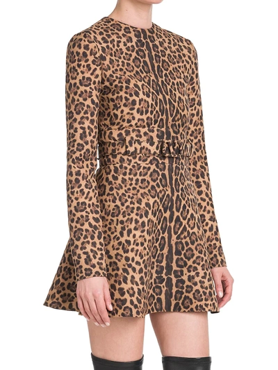 Shop Valentino Cheetah-print Mini Dress In Beige Multi