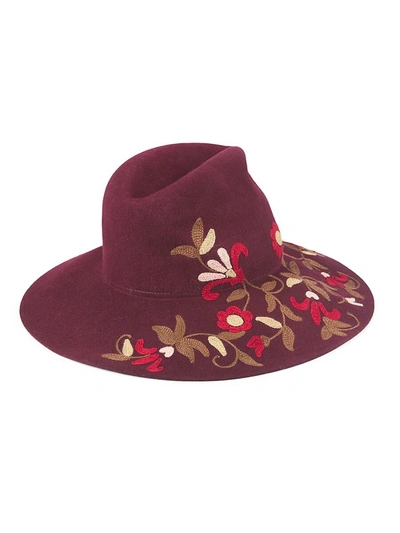 Shop Etro Floral-embroidered Wool Hat In Black