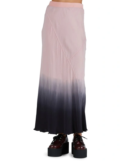 Shop Atm Anthony Thomas Melillo Silk Charmeuse Ankle-length Skirt In Rose Black Ombre