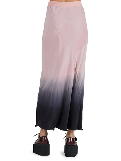 Shop Atm Anthony Thomas Melillo Silk Charmeuse Ankle-length Skirt In Rose Black Ombre