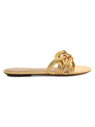 Shop Schutz Soffy Braided Slide Sandals In Gold