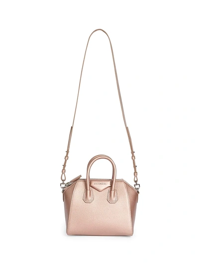 Shop Givenchy Mini Antigona Leather Satchel In Pearl Gray