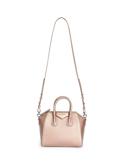 Shop Givenchy Mini Antigona Leather Satchel In Pearl Gray