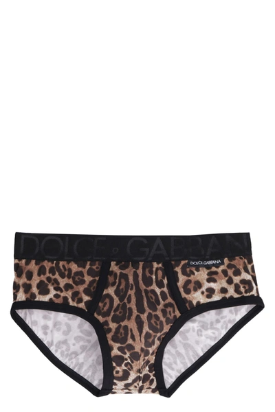 Shop Dolce & Gabbana Brando Cotton Briefs In Animalier