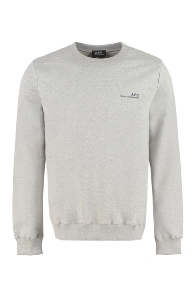 Shop Apc Cotton Crew-neck Sweatshirt In Grey