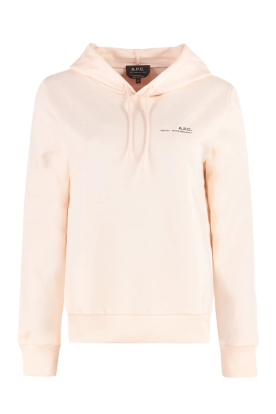Shop Apc Cotton Hoodie In Salmon Pink