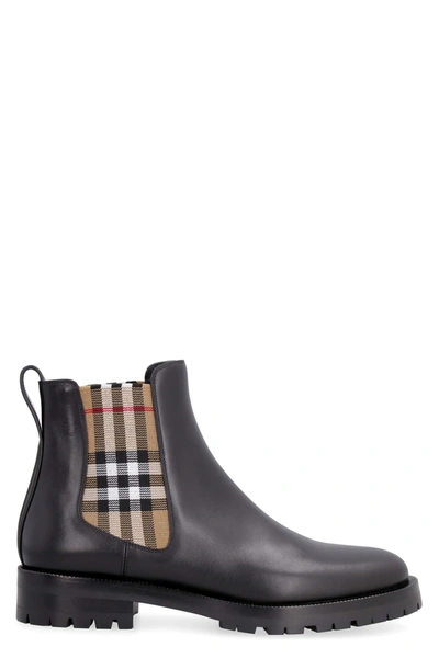 Shop Burberry Leather Chelsea Boots In Black