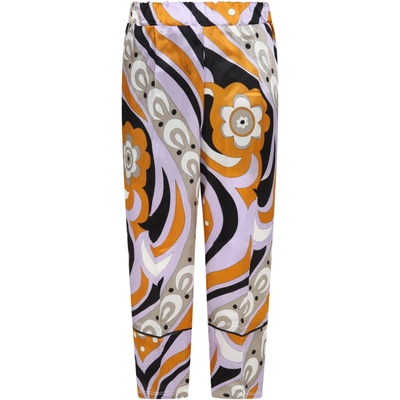 Shop Emilio Pucci Multicolor Trousers For Girl With Iconic Print