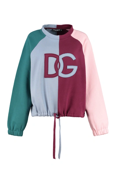 Shop Dolce & Gabbana Logo Detail Cotton Sweatshirt In Multicolor