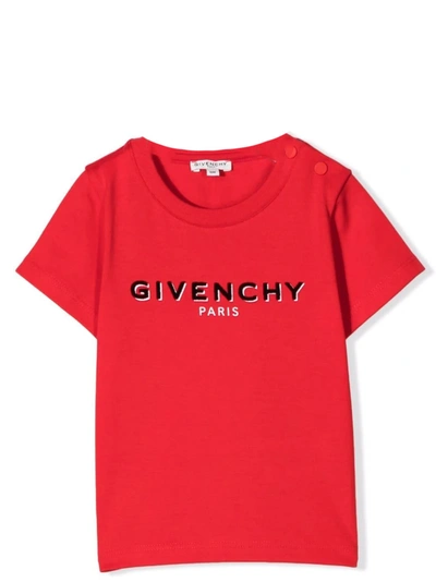 Shop Givenchy Newborn T-shirt With Print In Red