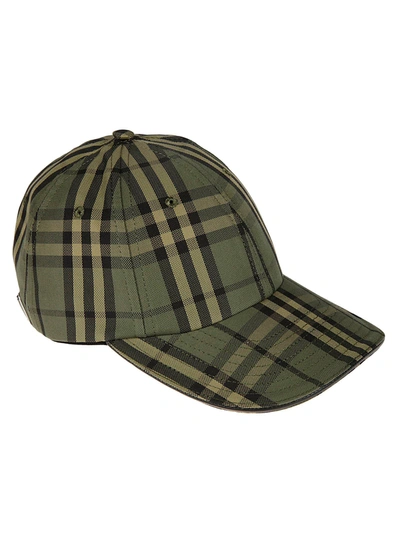 Shop Burberry Icon Check Baseball Cap In Green