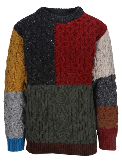 Shop Alanui Multi-panel Cable-knit Jumper In Multicolor
